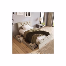 Dimensions & Détails dimension hors tout 225 x 98 x 104-110 cm (LxPxH) Hauteur du pied de lit 48,5cm surface de couchage 90x2 ...