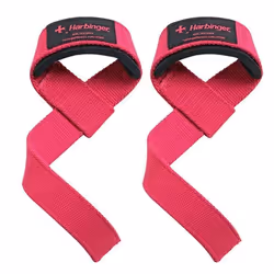 HARBINGER - Weightlifting Padded Cotton Lifting Straps - Neotek Pad - Rose