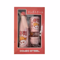 Micromania-Zing Coffret - Sushis - Combo Steel Sushis, Utilisation quotidienne, Rose, Acier inoxydable, Rose, Image, 220 mm