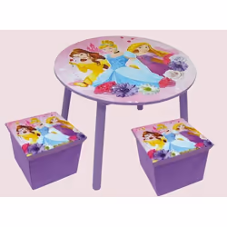 Ensemble Table et 2 tabouret de rangement Disney Princesses