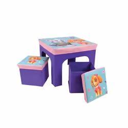 Cijep Pat'Patrouille - Table + Tabourets Fille, Violet, Bleu, Multicolore, Rose, Tissu, Carton, 3 an(s), Chine, Fille, 3 pièc ...