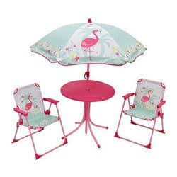 Cijep - fun house 713088 flamant rose Salon de jardin avec une table, 2 chaises pliables et un parasol pour enfant