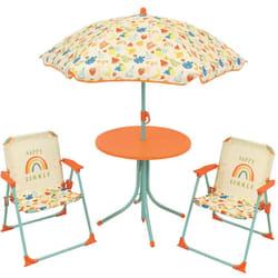 Cijep - fun house Fruity's Salon de jardin - 1 table H.46 x ø46 cm, 2 chaises H.53xl.38,5xP.37,5 cm et 1 parasol H.125 x ø100 cm
