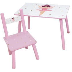 Fun House Danseuse Ballerine Table H 41,5 Cm X L 61 Cm X P 42 Cm Avec Une Chaise H 49,5 Cm X L 31 Cm X P 31,5 Cm - Pour Enfant