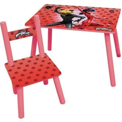 Cijep - Fun House Miraculous Ladybug Table H 41,5 Cm X L 61 Cm X P 42 Cm Avec Une Chaise H 49,5 Cm X L 31 Cm X P 31,5 Cm - Pour Enfant