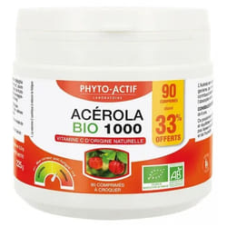 Phyto-Actif Acérola Bio 1000 60 Comprimés + 30 Comprimés Offerts