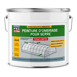 Peinture d'ombrage pour serre à tenue limitée, durée d'ombrage 3 mois, produit filtrant pour serre verre et plastique Procom ffffff 25 Kg