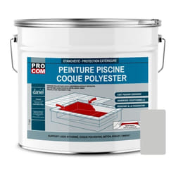 Procom - Peinture piscine coque polyester, béton, peinture piscine polyuréthane étanche et souple, haut de gamme C8C8C7 12.5 Kg