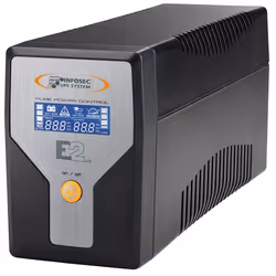 Infosec E2 LCD, 600VA, 0,6 kVA, 50/60 Hz, 40 dB, 12 min, Noir, EN 62040-2, EN 62040-1-1.