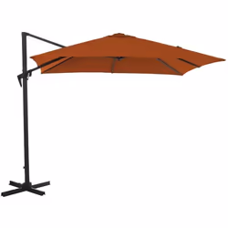 Parasol déporté Roma Paprika 3x3m - PROLOISIRS - Aluminium - Manuel - Rond - Paprika