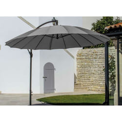 Parasol déporté Pagode - Diamètre 300 cm - Aluminium - Toile grise - Proloisirs