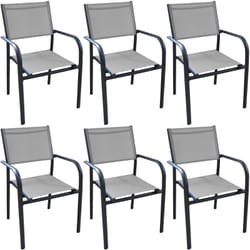 Proloisirs - Fauteuil en aluminium Duca (Lot de 6) Graphite et perle
