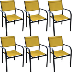 Fauteuil en aluminium Duca (Lot de 6) Graphite et moutarde