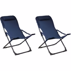Chaise de jardin - PROLOISIRS - Easy - Graphite et Bleu - Position réglable - Pliant