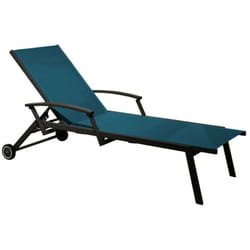 Proloisirs - Lit de soleil empilable Florence avec accoudoirs en Alu - Allonge en tpep - graphite/bleu