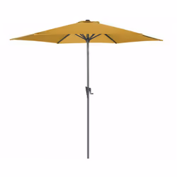 La toile polyester 180 gr / m² du parasol Manivelle a bénéficié d'un traitement déperlant : la pluie d'une averse perle, roul ...