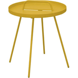 Table Basse de jardin Flower, ronde, 4 pieds, poignée - honey 44 x 51 cm - Proloisirs