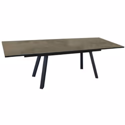 Les particularités de la table rectangulaire Agra 180/230/280 cm, plateau à lames Fundermax® : Mise en place/rangement synchr ...