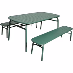 Aspect Coloris Vert Matériau principal Aluminium Autres dimensions Dimensions de la table 166 x 90 x 73 cm (LxPxH) Dimensions ...