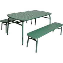 Proloisirs - Ensemble table et 2 bancs de jardin en aluminium Oscar