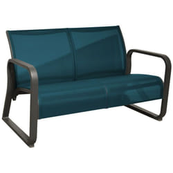 Proloisirs - Canapé lounge 2 places Quenza ii en Aluminium/Toile tpep - graphite/bleu