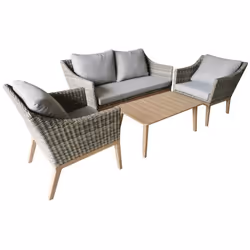 Les particularités de cet ensemble détente : Pratique grâce à ses coussins polyester déhoussables : confort mi-ferme. Assise  ...