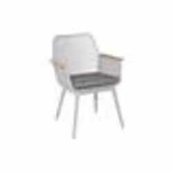 Fauteuil de jardin - PROLOISIRS - Maestro - Aluminium - Teck - Sunbrella - Blanc