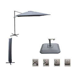 ProLoisirs Parasol Déporté Orientable de Jardin 3x3 m Kit Complet incl. Base et Toile - Couleur Gris