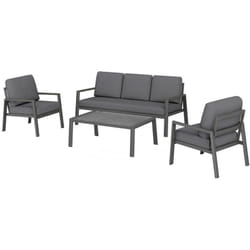 Proloisirs - Ensemble salon de jardin complet 4 places Oceane ii en Aluminium - grey/gris foncé