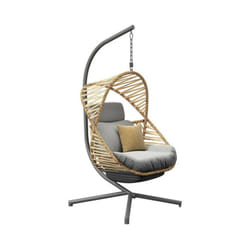PROLOISIRS Chaise suspendue Banana Leaf en acier - Assise tressée pliante - graphite/naturel/gris