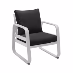 Parfait équilibre entre design minimaliste et confort durable. La structure du fauteuil détente Tonio est en aluminium recouv ...