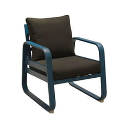 Proloisirs - Fauteuil détente de jardin Tonio bleu/gris - Aluminium - coussins déhoussables