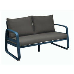 Canapé de jardin 2,5 places Tonio bleu/gris - Aluminium - coussins acrylique - Proloisirs