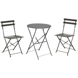 Proloisirs - Ensemble Guéridon de jardin Cuba ø 60 cm - grey + 2 Chaises pliante Cuba