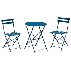 Proloisirs - Ensemble Guéridon de jardin Cuba ø 60 cm - bleu + 2 Chaises pliante Cuba