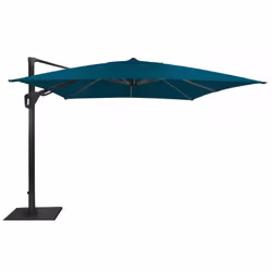 Avec un parasol déporté , plus de mât au milieu de la table, la toile est suspendue au-dessus de vous ! Vous saurez apprécier ...