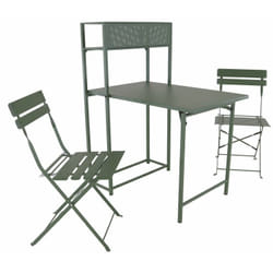 Proloisirs - Set table avec 2 chaises pliantes Balcon en acier - vert