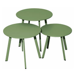 Lot 3 tables basses Massaï en acier - diamètre 40/45/50 cm - amande - Proloisirs
