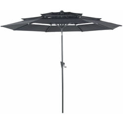 PROLOISIRS Parasol droit en aluminium 3 strates inclinable manivelle 300/6 cm - gris