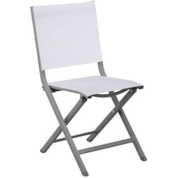 Proloisirs - Chaise pliante - thema - Aluminium époxy gris - Toile tpep chiné blanc