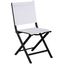 Proloisirs - Chaise pliante - thema - Aluminium époxy graphite - Toile tpep chiné blanc
