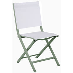 Proloisirs - Chaise pliante - thema - Aluminium époxy amande - Toile tpep chiné blanc