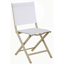 Proloisirs - Chaise pliante - thema - Aluminium époxy sand - Toile tpep chiné blanc