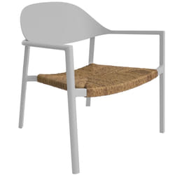 Proloisirs - Fauteuil lounge empilable - bage - Aluminium époxy blanc - Assise wicker beige