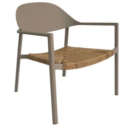 Proloisirs - Fauteuil lounge empilable - bage - Aluminium époxy sand - Assise wicker beige