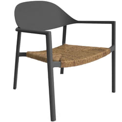 Proloisirs - Fauteuil lounge empilable - bage - Aluminium époxy graphite - Assise wicker noir