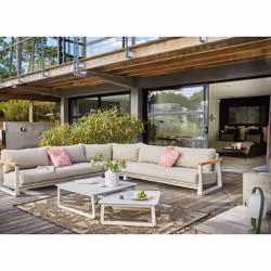 Proloisirs Leather II ensemble de meubles de jardin Beige, Crème