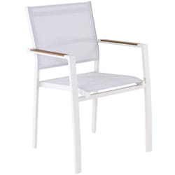 Proloisirs - Fauteuil empilable - games - Aluminium époxy crème - Toile tpep - Accoudoirs Heat look chêne