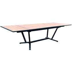 Table extensible - elena - Aluminium époxy graphite - Plateau lames fibre stone bois structure - 185/241/298 x 108 cm - Proloisirs