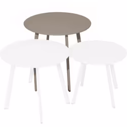 La table basse MASSAÏ en acier époxy crème allie fonctionnalité et esthétique moderne. Son plateau plein de 50 cm de diamètre ...
